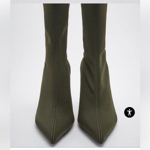 Zara High Heel Fabric Ankle Boots